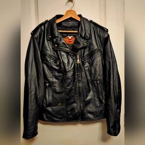 VTG Harley Davidson Women's Black Leather Riding Jacket Removeable Liner Size XL